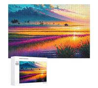 Rompecabezas para Adolescentes 1000 PCS Sunset Over Fields of Color Rompecabezas para Adultos Juegos Familiares Análisis Y Lógica Actividades Divertidas En Casa 1000 PCS