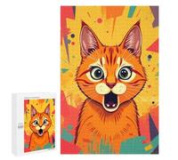 Rompecabezas para Adolescentes 1000 PCS Surprised Orange Cat Rompecabezas para Adultos Juegos Relajantes Desafío Difícil Desafío Educativo 1000 PCS