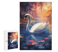 Rompecabezas para Adolescentes 1000 PCS Swan in Enchanted Forest Lake Rompecabezas para Adultos Juego De Ingenio Decoración del Hogar Actividades Divertidas En Casa 1000 PCS