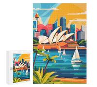 Rompecabezas para Adolescentes 1000 PCS Sydney Skyline Illustration Rompecabezas para Adultos Juego Práctico Carrera De Velocidad Manual Desafío Educativo 1000 PCS