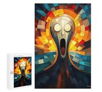 Rompecabezas para Adolescentes 1000 PCS The Scream Stained Glass Mosaic Artwork Rompecabezas para Adultos Juego Práctico Carrera De Velocidad Manual Desafío Educativo 1000 PCS