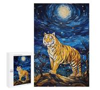 Rompecabezas para Adolescentes 1000 PCS The Starry Night Tiger Rompecabezas para Adultos Juegos Relajantes Desafío Difícil Desafío Educativo 1000 PCS