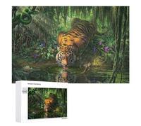 Rompecabezas para Adolescentes 1000 PCS Tiger Drinking Water Rompecabezas para Adultos Juegos De Relajación Ensamblaje De Patrones Interacción Entre Padres E Hijos 1000 PCS