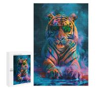 Rompecabezas para Adolescentes 1000 PCS Tiger In Colorful Paint Rompecabezas para Adultos Juego Familiar Decoración Desafiante De Completar 1000 PCS
