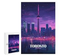 Rompecabezas para Adolescentes 1000 PCS Toronto Canada Skyline at Night Rompecabezas para Adultos Juegos Relajantes Decoración Actividades Divertidas En Casa 1000 PCS
