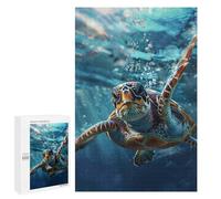 Rompecabezas para Adolescentes 1000 PCS Turtle Blue Water Nature Rompecabezas para Adultos Juegos De Relajación Ensamblaje De Patrones Interacción Entre Padres E Hijos 1000 PCS