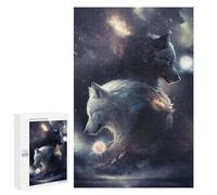 Rompecabezas para Adolescentes 1000 PCS Two Wolves in The Moonlight -1 Rompecabezas para Adultos Juegos Relajantes Desafío Difícil Desafío Educativo 1000 PCS
