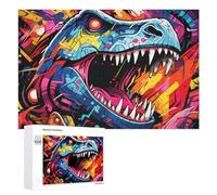 Rompecabezas para Adolescentes 1000 PCS Vibrant Dinosaur Artwork -1 Rompecabezas para Adultos Juguetes De Bricolaje Desafío Difícil Cumpleaños 1000 PCS