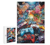 Rompecabezas para Adolescentes 1000 PCS Video Game Controllers A Visual Symphony -1 Rompecabezas Juguetes Antiestrés Decoración Diversión En Casa Actividades, 1000 PCS