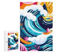 Rompecabezas para Adolescentes 1000 PCS Vivid Fauvist Vision of The Great Wave of Kanagawa Rompecabezas para Adultos Juguetes Antiestrés Arte De Pared Interacción Entre Padres E Hijos 1000 PCS