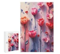 Rompecabezas para Adolescentes 1000 PCS Watercolor Flowers and Hearts Pattern Rompecabezas para Adultos Juego Práctico Decoración De Pared Cumpleaños Y Navidad 1000 PCS