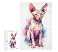 Rompecabezas para Adolescentes 1000 PCS Watercolor Sphynx Cat Art Rompecabezas para Adultos Juegos Relajantes Desafío Difícil Desafío Educativo 1000 PCS