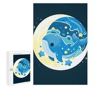 Rompecabezas para Adolescentes 1000 PCS Whale and Moon Cartoon Illustration Rompecabezas para Adultos Juguetes Antiestrés Arte De Pared Interacción Entre Padres E Hijos 1000 PCS