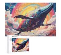 Rompecabezas para Adolescentes 1000 PCS Whale in A Rainbow Sky Rompecabezas para Adultos Juego De Ingenio Decoración del Hogar Actividades Divertidas En Casa 1000 PCS
