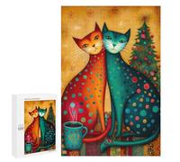 Rompecabezas para Adolescentes 1000 PCS Whimsical Cats Christmas Art Rompecabezas Juegos Relajantes Decoración Perfecta Cumpleaños Y Navidad 1000 PCS
