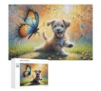 Rompecabezas para Adolescentes 1000 PCS Whimsical Puppy and Butterfly Artwork Rompecabezas para Adultos Juegos Familiares Análisis Y Lógica Actividades Divertidas En Casa 1000 PCS