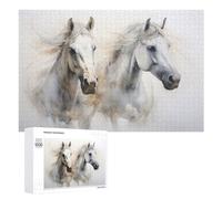 Rompecabezas para Adolescentes 1000 PCS Whispering Winds A Pair of Graceful Horses in Motion Rompecabezas Juguetes Antiestrés Decoración Diversión En Casa Actividades, 1000 PCS