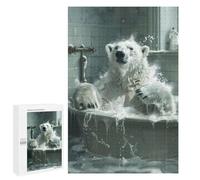 Rompecabezas para Adolescentes 1000 PCS White Polar Bear Bathtub Rompecabezas para Adultos Juegos Relajantes Desafío Difícil Actividades Divertidas En Casa 1000 PCS