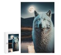 Rompecabezas para Adolescentes 1000 PCS White Wolf and The Moon Rompecabezas para Adultos Juego De Ingenio Decoración del Hogar Regalos para Reducir El Estrés 1000 PCS