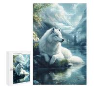 Rompecabezas para Adolescentes 1000 PCS White Wolf by The Lake Rompecabezas para Adolescentes Juguetes Antiestrés Mejora La Memoria 1000 PCS
