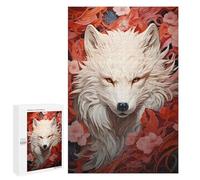 Rompecabezas para Adolescentes 1000 PCS White Wolf in Red Flowers Rompecabezas para Adultos Juegos Relajantes Decoración Perfecta Regalos De Cumpleaños Y Únicos 1000 PCS