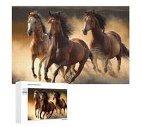 Rompecabezas para Adolescentes 1000 PCS Wild Horses Galloping in Desert Dust -1 Rompecabezas para Adultos Juegos Familiares Análisis Y Lógica Actividades Divertidas En Casa 1000 PCS