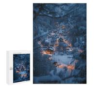 Rompecabezas para Adolescentes 1000 PCS Winter Snowy Village Night Rompecabezas para Adultos Juego De Ingenio Decoración del Hogar Regalos para Reducir El Estrés 1000 PCS