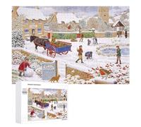Rompecabezas para Adolescentes 1000 PCS Winter Village Scene with Children Playing Rompecabezas para Adultos Juegos Familiares Análisis Y Lógica Actividades Divertidas En Casa 1000 PCS