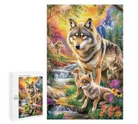 Rompecabezas para Adolescentes 1000 PCS Wolf Family in Fantasy Forest Rompecabezas para Adolescentes Análisis Y Lógica Difícil Y Desafiante Gran Regalo para Jugar 1000 PCS