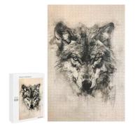 Rompecabezas para Adolescentes 1000 PCS Wolf in Charcoal Portrait Rompecabezas para Adultos Juegos Relajantes Decoración Perfecta Regalos De Cumpleaños Y Únicos 1000 PCS