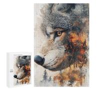 Rompecabezas para Adolescentes 1000 PCS Wolf Portrait with Forest Rompecabezas para Adultos Juego De Ingenio Decoración del Hogar Regalos para Reducir El Estrés 1000 PCS
