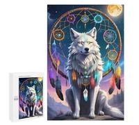 Rompecabezas para Adolescentes 1000 PCS Wolf Spirit Dreamcatcher -2 Rompecabezas para Adultos Juego De Ingenio Decoración del Hogar Actividades Divertidas En Casa 1000 PCS
