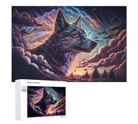 Rompecabezas para Adolescentes 1000 PCS Wolf Spirit in Stormy Sky Rompecabezas para Adultos Juegos Divertidos Decoración Perfecta como Regalos para Toda La Familia 1000 PCS