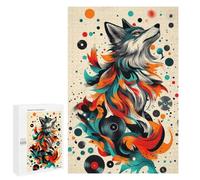 Rompecabezas para Adolescentes 1000 PCS Wolf with Vinyl Records Mystical Wolf Wall Art for Wildlife and Fantasy Fans Rompecabezas para Adultos Juego De Ingenio Decoración del Hogar Rega