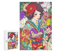 Rompecabezas para Adolescentes 1000 PCS Zen Kimono Flower Girl Art Rompecabezas para Adultos Juego Familiar Decoración Desafiante De Completar 1000 PCS