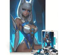 Rompecabezas para Adolescentes: 1000 Personajes Femeninos de Anime en Azul y Blanco Juegos relajantes, Ideales para la interacción Entre Padres e Hijos, cumpleaños