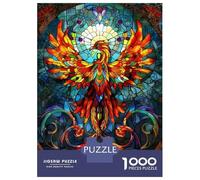 Rompecabezas para Adolescentes 1000 Phoenix Stained Glass Rompecabezas Juegos Familiares Regalos para Mujeres Oferta como Regalos para Toda La Familia 52x38cm/1000pcs