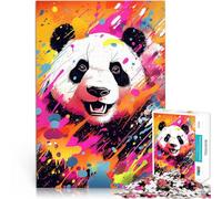 Rompecabezas para Adolescentes 1000 Piezas Adorable Panda Pop Art Juegos Divertidos para la Familia Lista de Deseos con Papá Noel 38x26cm