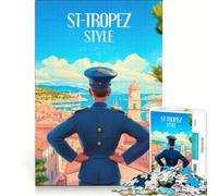 Rompecabezas para Adolescentes 1000 Piezas Affiche Gendarme À Saint-Tropez, Juegos De Relajación, Interacción Entre Padres E Hijos, Juego De Desafío Único 38x26cm