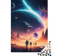 Rompecabezas para Adolescentes 1000 Piezas Alien Spaceship Encounter Rompecabezas para Adultos Juegos Relajantes Desafío Difícil Interacción Entre Padres E Hijos 38x26cm/1000pcs