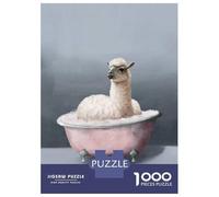 Rompecabezas para Adolescentes 1000 Piezas Alpaca Bath Time Rompecabezas para Adultos Juegos Relajantes Desafío Difícil Interacción Entre Padres E Hijos 52x38cm/1000pcs