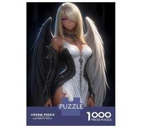 Rompecabezas para Adolescentes 1000 Piezas Angel with Black and White Wings Anime Girl Rompecabezas para Adultos Juegos Relajantes Regalo De Cumpleaños para Cumpleaños, Navidad 70x50cm/1000pcs