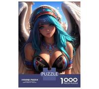 Rompecabezas para Adolescentes 1000 Piezas Angel with Blue Hair Anime Girl Rompecabezas para Adultos Juegos Relajantes Regalo De Cumpleaños para Cumpleaños, Navidad 38x26cm/1000pcs