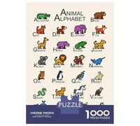 Rompecabezas para Adolescentes 1000 Piezas Animal Alphabet Chart in English Rompecabezas para Adultos Juguete Decoración De Pared Corte De Precisión Ayuda A Ejercitar El Cerebro 38x26cm/1000pcs