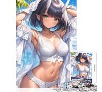 Rompecabezas para Adolescentes 1000 Piezas Anime Oni Girl en lencería Blanca Juguete para decoración de Pared Regalo de cumpleaños Juego práctico difícil y desafiante tamaño 50x75cm
