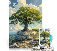 Rompecabezas para Adolescentes 1000 Piezas Árbol Solitario en la Cima del acantilado Juego desafiante Cumpleaños 38x52cm
