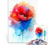 Rompecabezas para Adolescentes 1000 Piezas Arte Abstracto de Flor de Amapola en Acuarela Regalos de Juegos desafiantes Una Obra de Arte 38x26cm