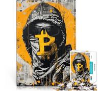 Rompecabezas para Adolescentes 1000 Piezas Arte Callejero de Bitcoin Juego de ingenio con Piezas de Formas aleatorias Que se entrelazan Completamente 38x52cm