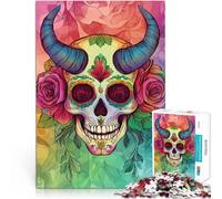 Rompecabezas para Adolescentes 1000 Piezas Arte de Calaveras Coloridas Juego desafiante con Piezas de Formas aleatorias Que se entrelazan Completamente 52x38cm