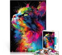 Rompecabezas para Adolescentes 1000 Piezas Arte Pop de Gato Brillante Análisis y lógica con Piezas de Formas aleatorias Que se entrelazan Completamente 52x38cm